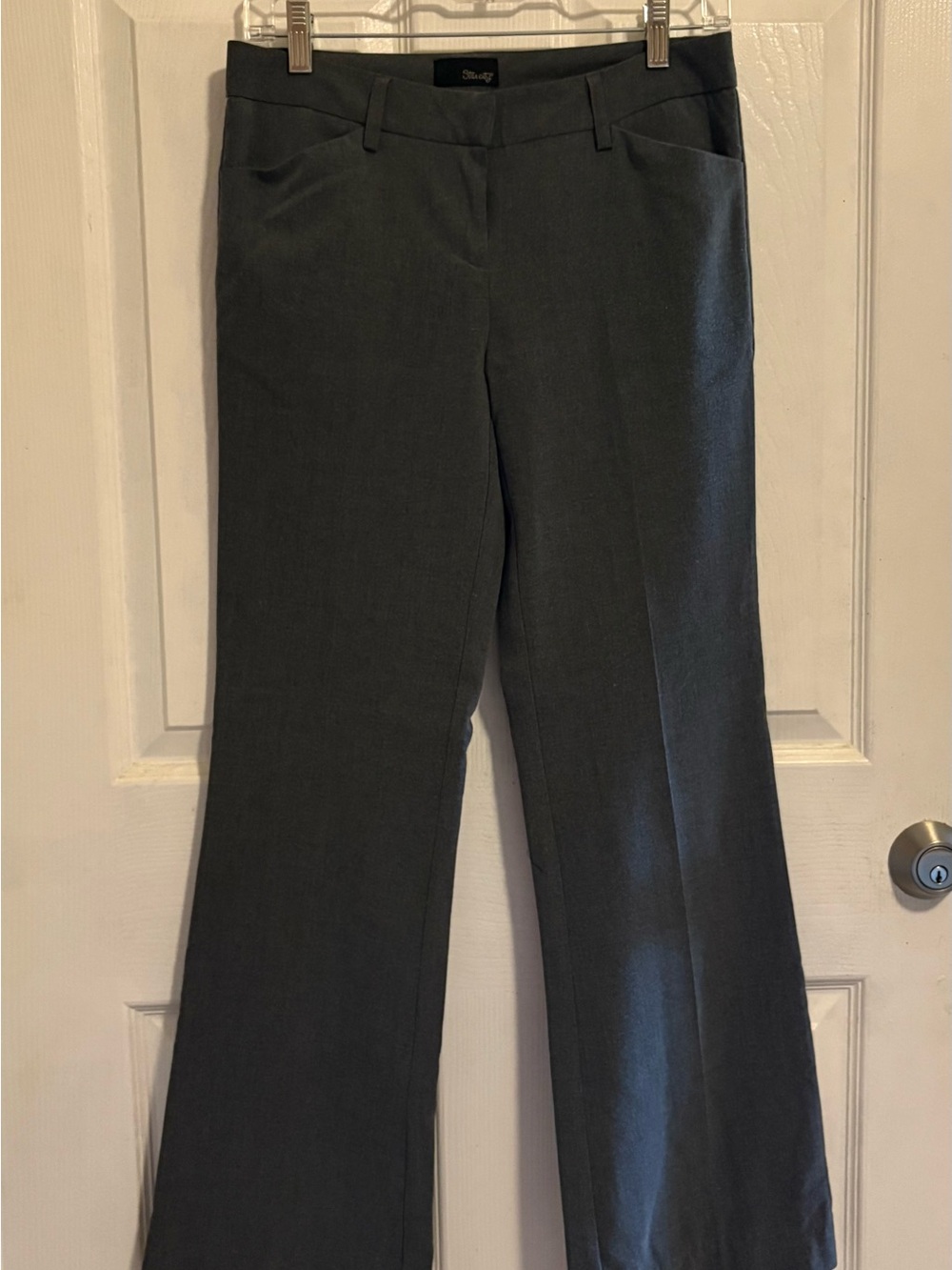 Star City Women's Gray Business Wide Dress Pants Flat Front Solid Pockets
